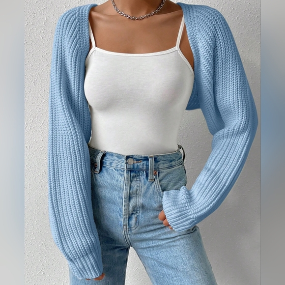 Easy Days Open Front Cardigan - Blue - Picture 2 of 7